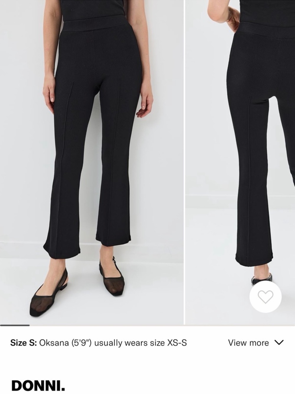 DONNI. Black Ribbed Flare Pants